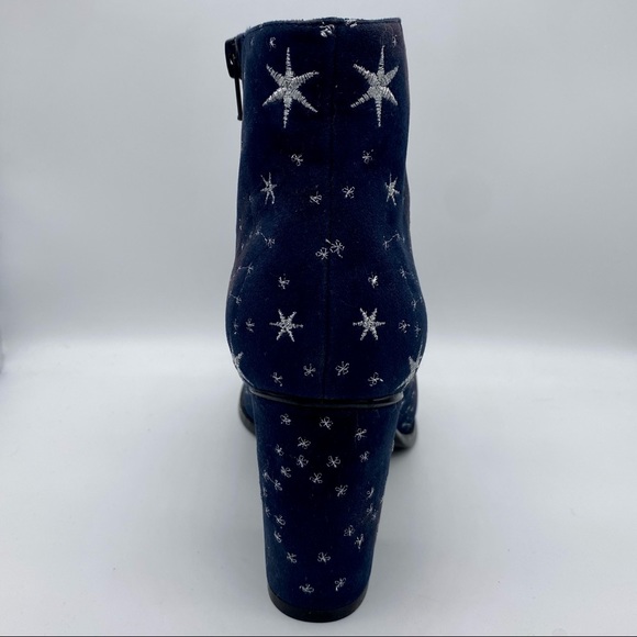 BILLY ELLA Anthro Blue Booties w Silver Embroidered Constellations- Sz 7 - Picture 9 of 13
